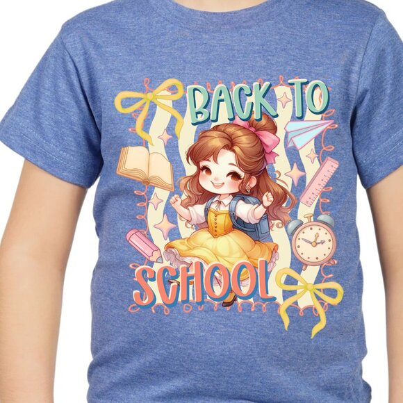 Princess Belle Beauty & Beast Chibi Back to school Graphic T-shirt for kids - Picture 5 of 5